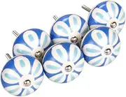 Ceramic Knob,Cabinet,Furniture Pull Handles,Door Pull,Drawer Pull Handle,6 Pieces Vintage Shabby Knobs Blue and White Floral Hand Painted Ceramic Pumpkin Cupboard Wardrobe Cabinet Drawer Door Handles