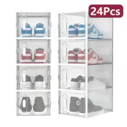 Advwin 24Pcs Clear Shoe Storage Case Display Box Stackable Sneaker Rack Aromatic White