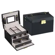 Large Jewellery Box Organizer Leather Ornament Ring Earring Display Storage Case