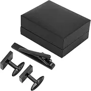 [Kelepu] Stainless Steel Classic Business Style Electroplating Process Shirt Cufflinks Tie Clip Kit for Men, #111, Stainless Steel, no gemstone, #111, Stainless Steel, No Gemstone