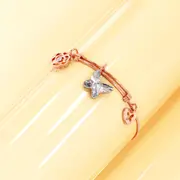 Rose Gold Butterfly Adjustable Bangle Embellished With SWAROVSKI® Crystals