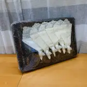 Straw Wicker Rattan 6pc Placemat Set Shell Ring Cloth Napkin Coaster Nautical
