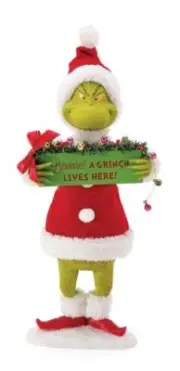 Department 56 Dr. Seuss The Grinch by Possible Dream Beware Sign Figurine