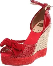 KANNA(カンナ) 57865 Mesh Ribbon Jute Sandals, red, 24.0 cm