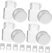 CHILDWEET 24pcs Clear Glass Vials with Screw Caps Mini Bottles for DIY Storage Sample Containers Wish Jars for Travel Use
