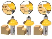 3/8" 3 Bit Edge Forming Router Bit Set - 1/2" Shank - Yonico 13327
