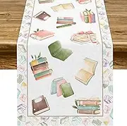 Pudodo Book Table Runner One for The Books Themed Birthday Party Decoration First Chapter World Book Day Kitchen Dining Room Home Decor