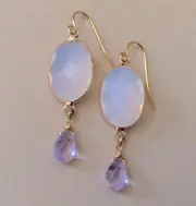 NEW SUNDANCE CHARM ARTISAN JEWELRY EARRINGS STUNNING OPALITE GOLD PLATED