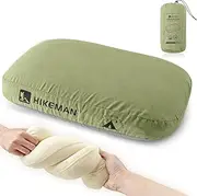 HIKEMAN Camping Memory Foam Pillow - Ultralight Travel Pillow Neck Support Pillow,Soft Ergonomic Sleeping Pillows for Camping,Car,Beach,Office (Army Green)