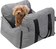 Helzephyr Small Dog Booster Car Seat, Portable Pet Safety Seat with Storage Pockets, Thickened Memory Foam Filling, Detachable and Washable Pet Puppy Travel Bed, Gray