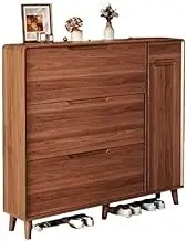 Freestanding 120cm Shoe Storage Cabinet with 3 Flip Drawers Wood Grain Organizer Narrow Slim Rack Cabinet for Entryway Hallway Shoe Cupboard