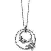 NWT Brighton SOLSTICE BLOOM $70 Butterfly Silver Double Circle Pendant Necklace