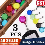 ❤️3PCS Retractable Badge Holder Reel Swipe Card Security ID Pull Key Tag Clip AU