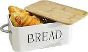Bread Box with Bamboo Cutting Board Lid, Bread Storage Container for Kitchen Counter, Vintage Bread Bin Keeper, 30x18.5x13.5cm Metal Bread Holder for Homemade Bread
