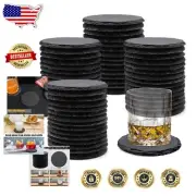 Anti-Scratch Black Slate Coaster Set - 60 Pieces, Perfect for Drinks & Decor