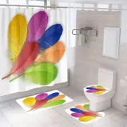 4 Pcs Shower Curtain Set Bath Mat U Shape and Toilet Lid Cover Mat with 12 Hooks 71" x 71"-A10