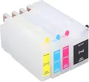 4Pcs Ink Cartridge Set,Durable PP Material Refillable 4 Colors Inkjet Printer Ink Box with Permanent Chip Compatible for Officejet Pro Printer,Office Supplies(HP 711 BK/C/M/Y)