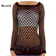 O/S S M L Sexy Fish Net Shirt Club Wear Long Sleeve GOGO Dance Top Blouse