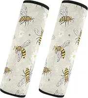 Car Seat Belt Covers 2 Piecing Breathable Seat Belt Shoulder Strap Covers Pad Child Safety Seat Shoulder Strap Cover Car Accessories for Adults Child Kids S Bee Happy Good Luck Insects Cartoon Doodle