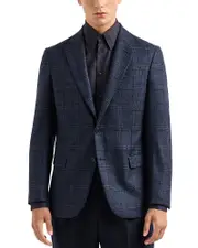 Emporio Armani Deco Textured Plaid Wool Blazer