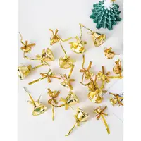 在飛比找ETMall東森購物網優惠-2023圣誕節金色小鈴鐺蛋糕裝飾烘焙裝扮蝴蝶結葉子草圈圣誕樹