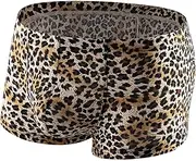 [Ctreela] Men's Cheetah Boxer Briefs Stylish Leopard Print Lightweight Boxers Underwear Skinny Pouch Enhancing Underpants