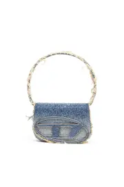 [Diesel] Diesel - 1DR-Iconic shoulder bag in denim and crystals - Shoulder Bags - Woman - Blue UNI Blue