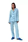Sleeper Womens Linen Pajama Set 4 Button Top With Pants Size 1 XS-Small Blue