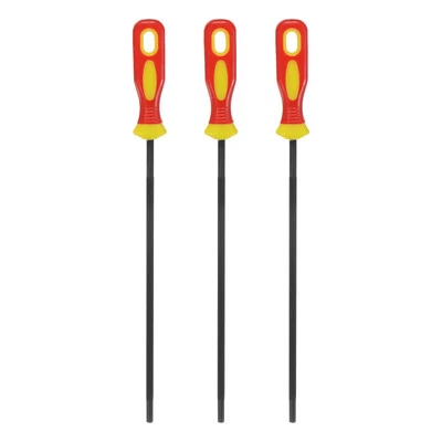 3-Pack Chainsaw Sharpening File, 7/32" with Handle for Sharpening [Yellow,Red]