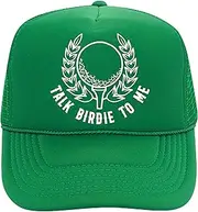 [Olive Loves Apple] Talk Birdie to Me Golf Hat for Men and Women Funny Classic 5 Panel Mesh Snap Back Trucker Hat