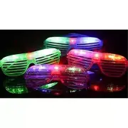 12 Piece High Quality Slotted & Shutter Shades Light Up Unisex Flashing Glasses