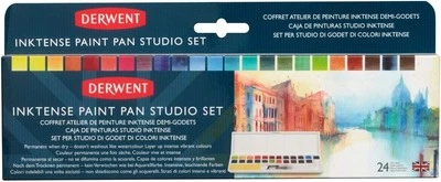 Derwent Inktense Paint 24 Pan Palette, Water-Soluble, Ideal for Paper & Fabric