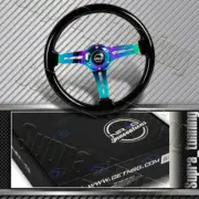 NRG 350MM 3" Deep Steering Wheel Neo Chrome / Black Colored Wood RST-018BK-MC