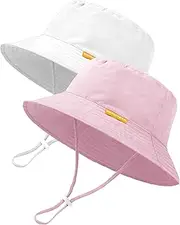 [HONGTEYA] Baby Sun Hat Kids Summer UPF 50+ Toddler Bucket Hat Wide Brim Adjustable Beach Hats for Boys Girls Age 0-6 Years