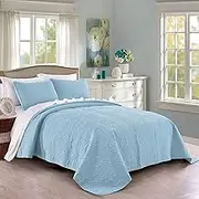 Quilt Set King/Cal King/California King Size Royal Blue - Oversized Bedspread - Soft Microfiber Lightweight Coverlet for All Season - 3 Piece Includes 1 Quilt and 2 Shams, Geometric Pattern