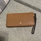 NWT Tory Burch Emerson Leather Wristlet Zip Continental Wallet Moose $278