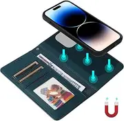 Umlovecase for iPhone 14 Pro Case,for iPhone 14 Pro Wallet Case,2 in 1 Detachable Wallet Phone Cover[RFID Blocking] PU Leather Flip Kickstand Shockproof Protective Phone Cover-Dark Green