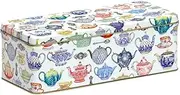 Cream Cracker/Cookie/Biscuit Tin - Long, Deep Rectangular Kitchen Tin - TEAPOTS DESIGN - 24cm