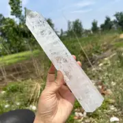 Top! 0.83kg Natural Clear quartz Obelisk Quartz Crystal Wand Point Reiki Tower