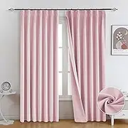 Fazhesici Pink Pleated Full Blackout Curtains 84 inches Long Black Out Curtains for Bedroom Thermal Insulated Pinch Pleat Drapes with Hooks 2 Panel 40" Wx84 L