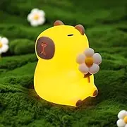 Cute Capybara Night Light with 7 Colors, 3 Levels Dimmable, Touch Control Timer, LED Squishy Novelty Animal Night Lamp, Portable Cute Nightlights for Room Decor