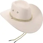 [JEWEDECO] Western Cowboy Hat Hats for Men Polyester White