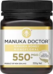 MANUKA DOCTOR - MGO 550+ Manuka Honey Monofloral, 100% Pure New Zealand Honey. Certified. Guaranteed. RAW. Non-GMO (250grams) (250, Grams)