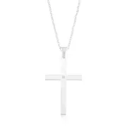 Sterling Silver 45x25mm Wheat Cubic Zirconia Cross Pendant