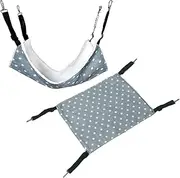 Hanging Cat Bed, 2Pcs Cat Hammock Star Flax Hammock for Cage Reversible Soft Breathable Hanging for Small Dog Rabbit