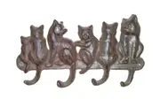 Mr Gecko Cast Iron Handcrafted Wall Hanger 4 Hooks Cat Design
