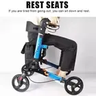 Blue Lightweight Aluminium Folding Rollator Walker Mobility Aid With 4 Wheels