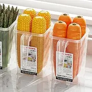 Refrigerator Side Door Storage Box, Clear Vegetable Egg Fridge Door Organizer Container with Lid, Refrigerator Organizer Box Fridge Side Door Storage Containers for Pantry Kitchen Organization