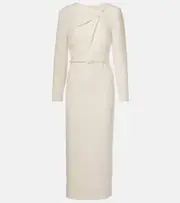 [Roland Mouret] Roland Mouret Embellished belted cady midi dress AU 8 white