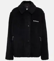 [Burberry] Burberry Embroidered wool-blend fleece jacket UK 18 black